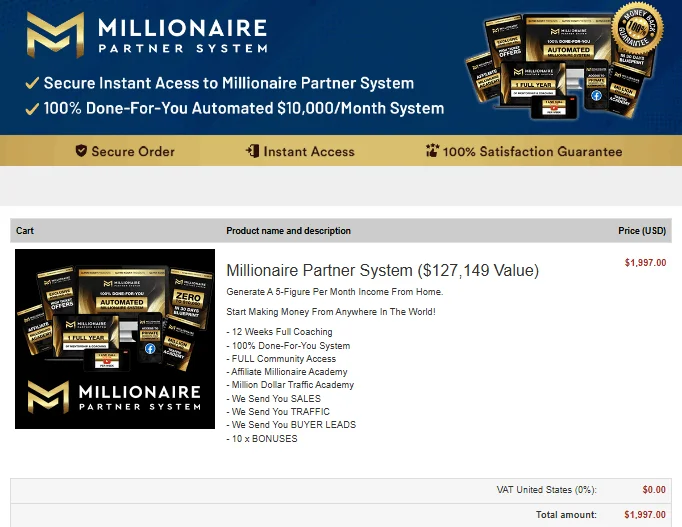 Millionaire Partner System-checkout-page